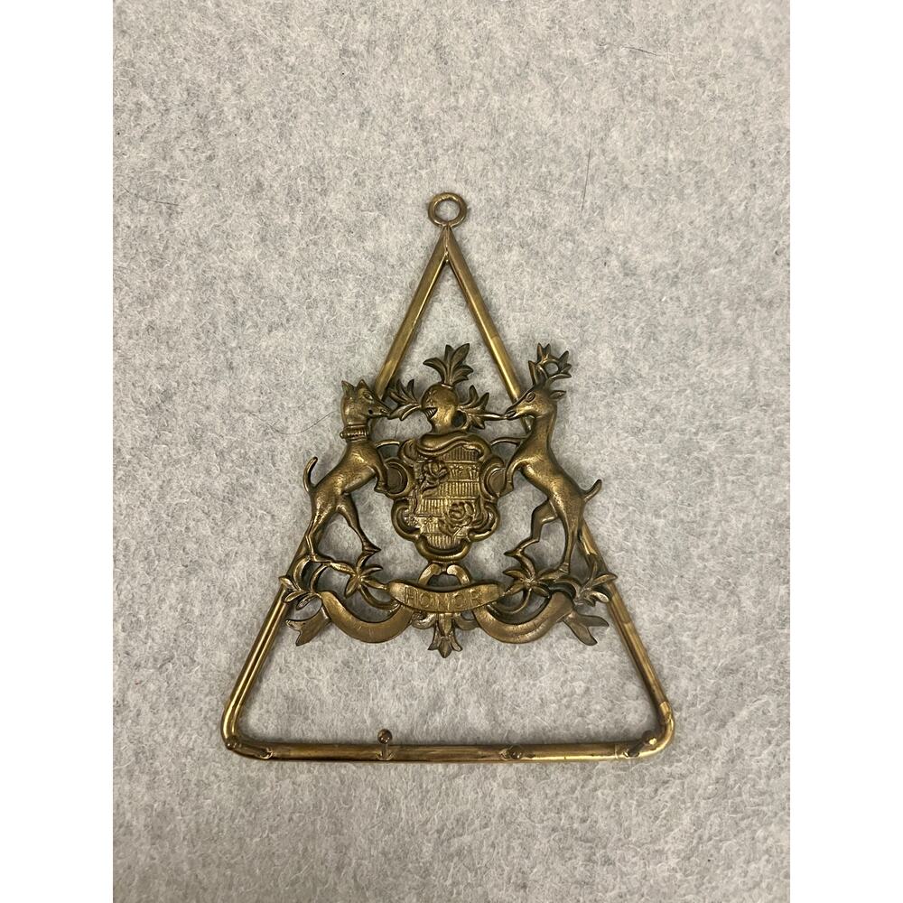 Italian‎ Honor Shield Crest Brass Key Holder Hooks Knight Dog & Stag Vintage